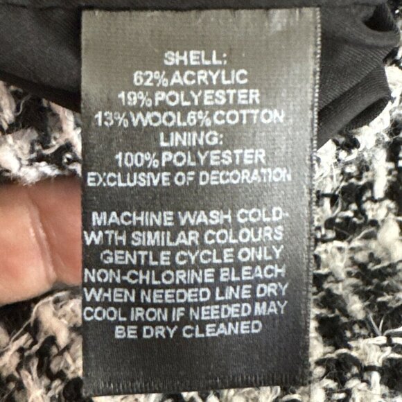 White House Black Market Women's 10 Mini Pencil Skirt B&W Tweed Wool Blend - Picture 10 of 12